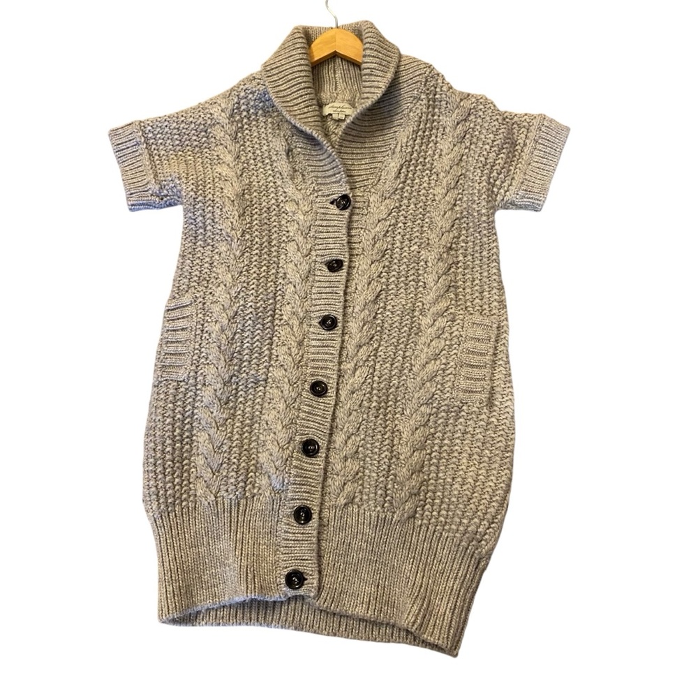 Adam Lippes Grey Cable Knit Cardigan Dress with pockets